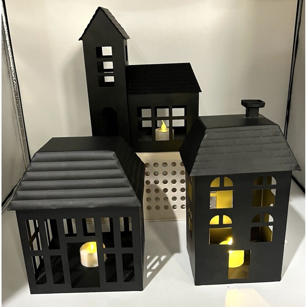 Halloween Village Houses Set 3 Target Hyde & EEK Lit Metal Black 2022